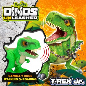 Velociraptor T-Rex Junior com sons e movimentos de Dinos Unleashed