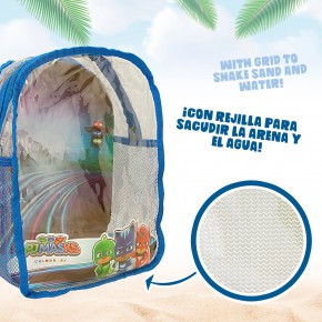 PJ Masks Set balde de praia com acessórios e mochila de transporte