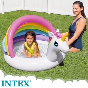 Piscina insuflável para bebés com toldo unicórnio INTEX