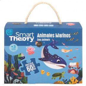 Quebra-cabeça animais marinhos e poluição 60 peças grandes Smart Theory