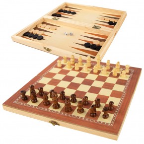 Tabuleiro de xadrez 3 em 1 de madeira CB Games