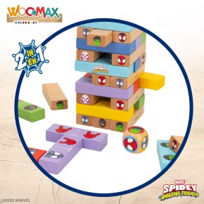 WOOMAX Spidey e sua superequipa Jogo de blocos de madeira 2 em 1