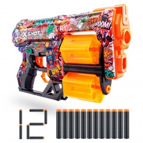 X-Shot Skins Pistola de brinquedo de carga dupla c/ 12 dardos de espuma