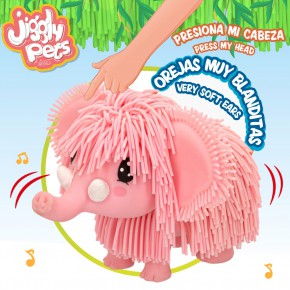 Jiggly Pets Elefante de brinquedo andante c/música e som rosa