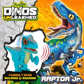 Dinossauro Raptor júnior c/sons e movimento Dinos Unleashed