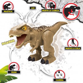Dinossauro T-Rex interativo c/movimentos e sons realistas Dinos Unleashed