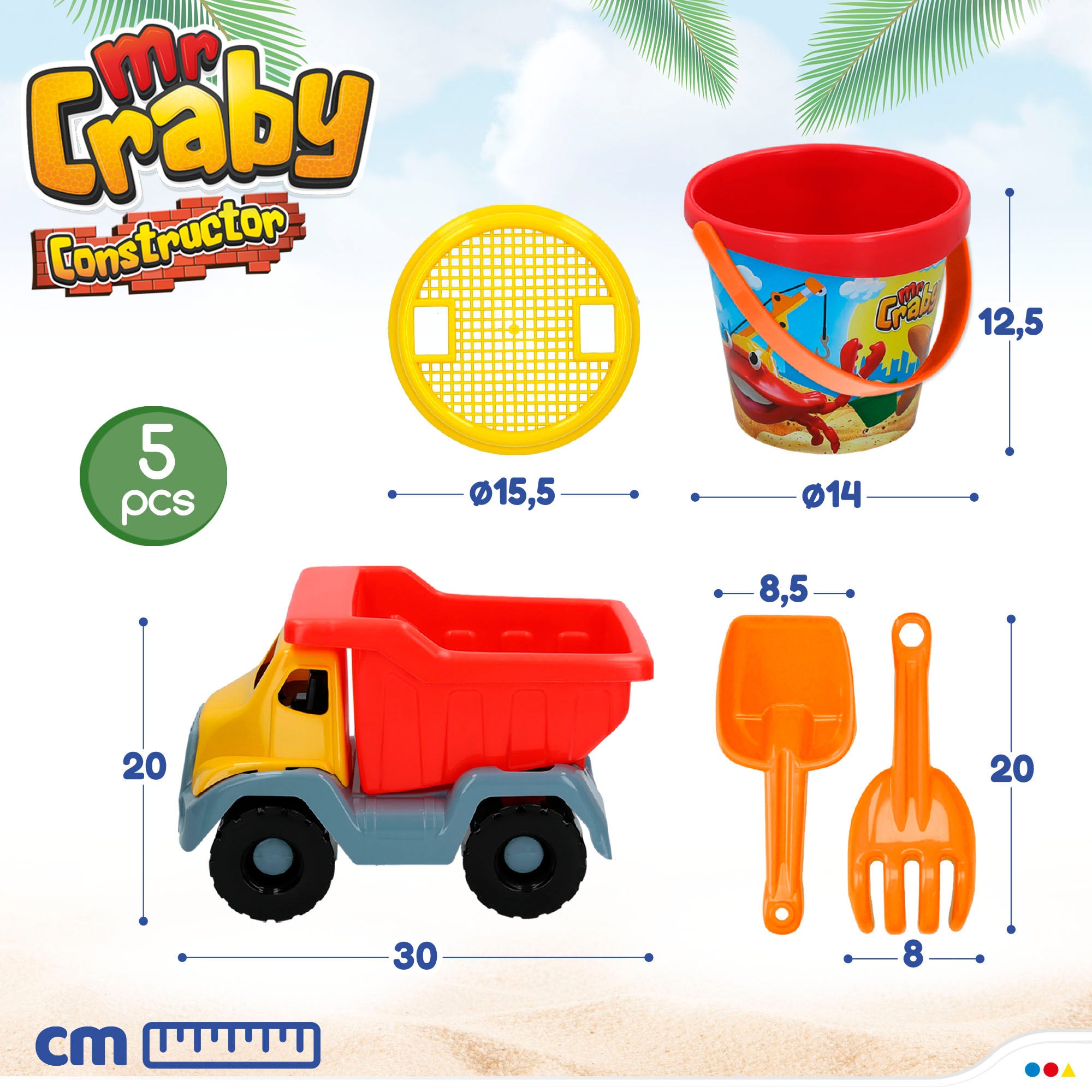 Conjunto de praia Mr. Craby Builder com acessórios para camião e balde