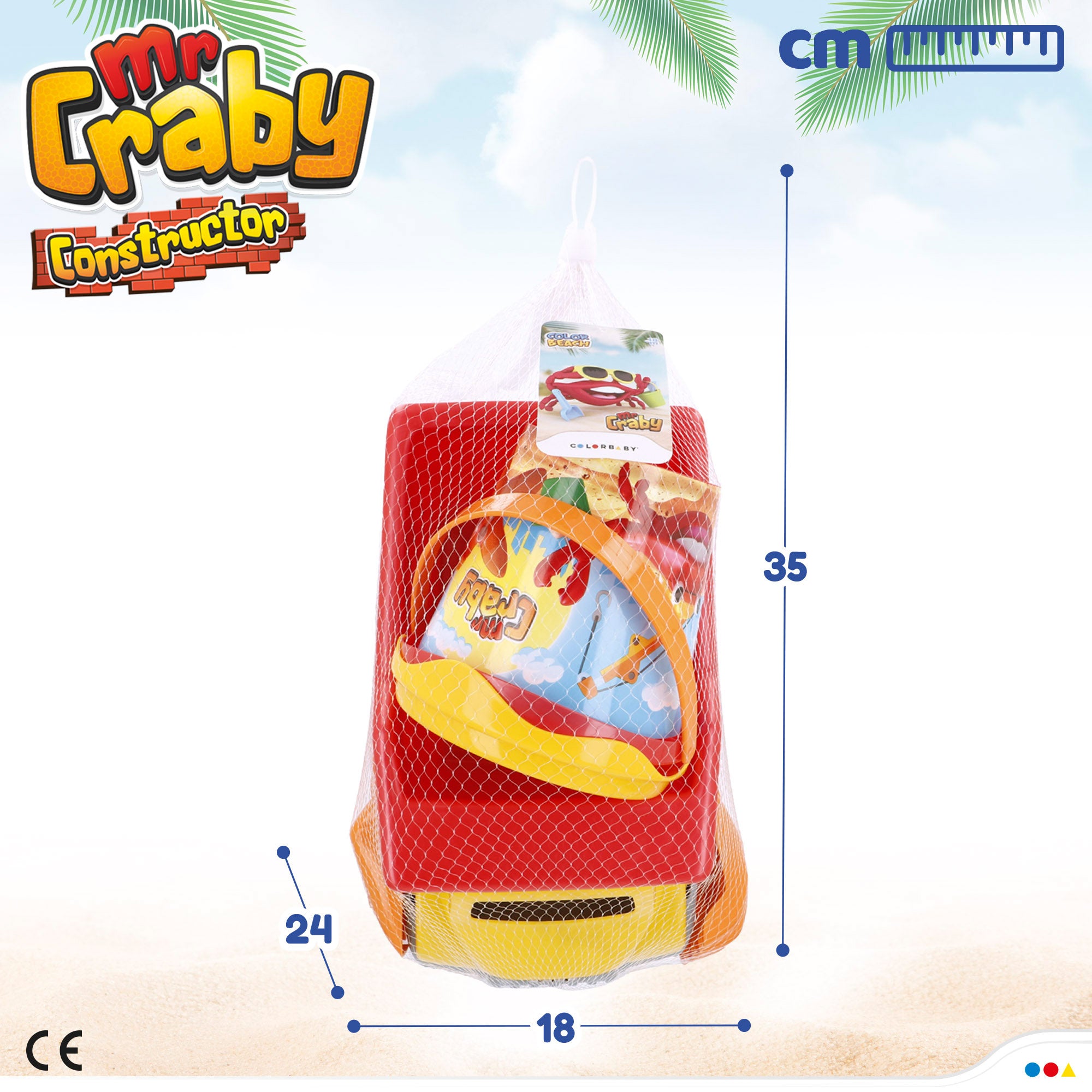 Conjunto de praia Mr. Craby Builder com acessórios para camião e balde
