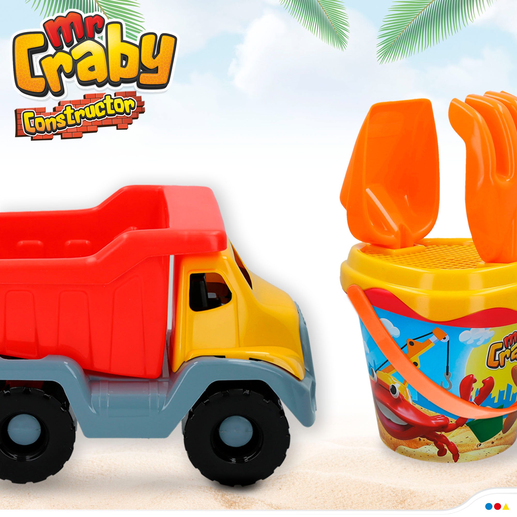 Conjunto de praia Mr. Craby Builder com acessórios para camião e balde