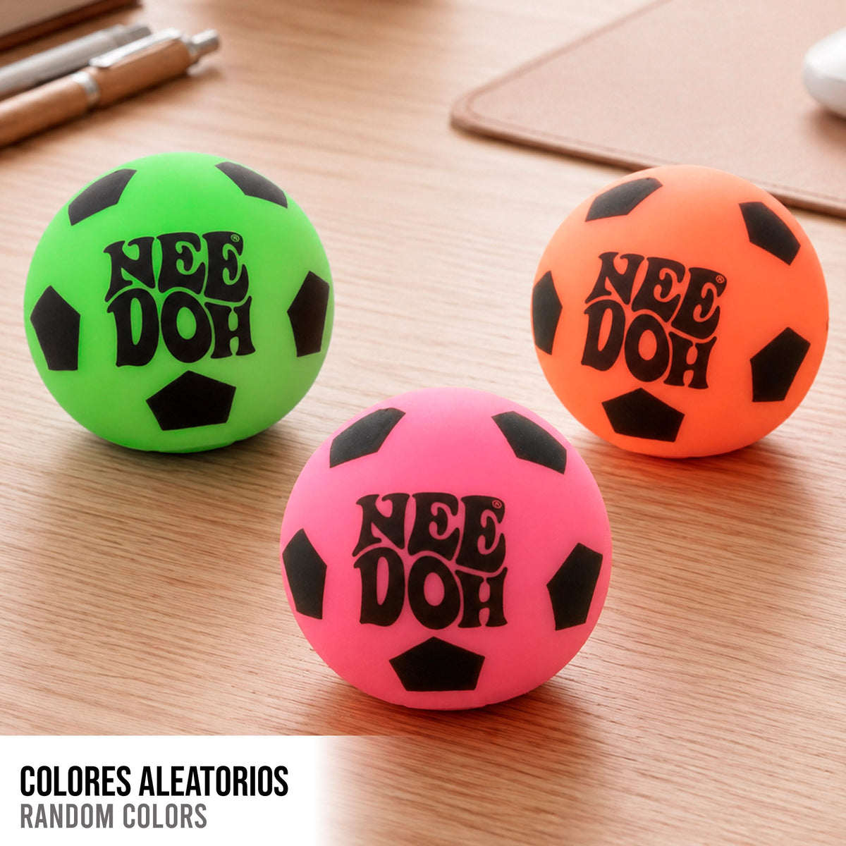 Nee-Doh Pack 3 bolas anti-stress squishy 6 cm bola futebol