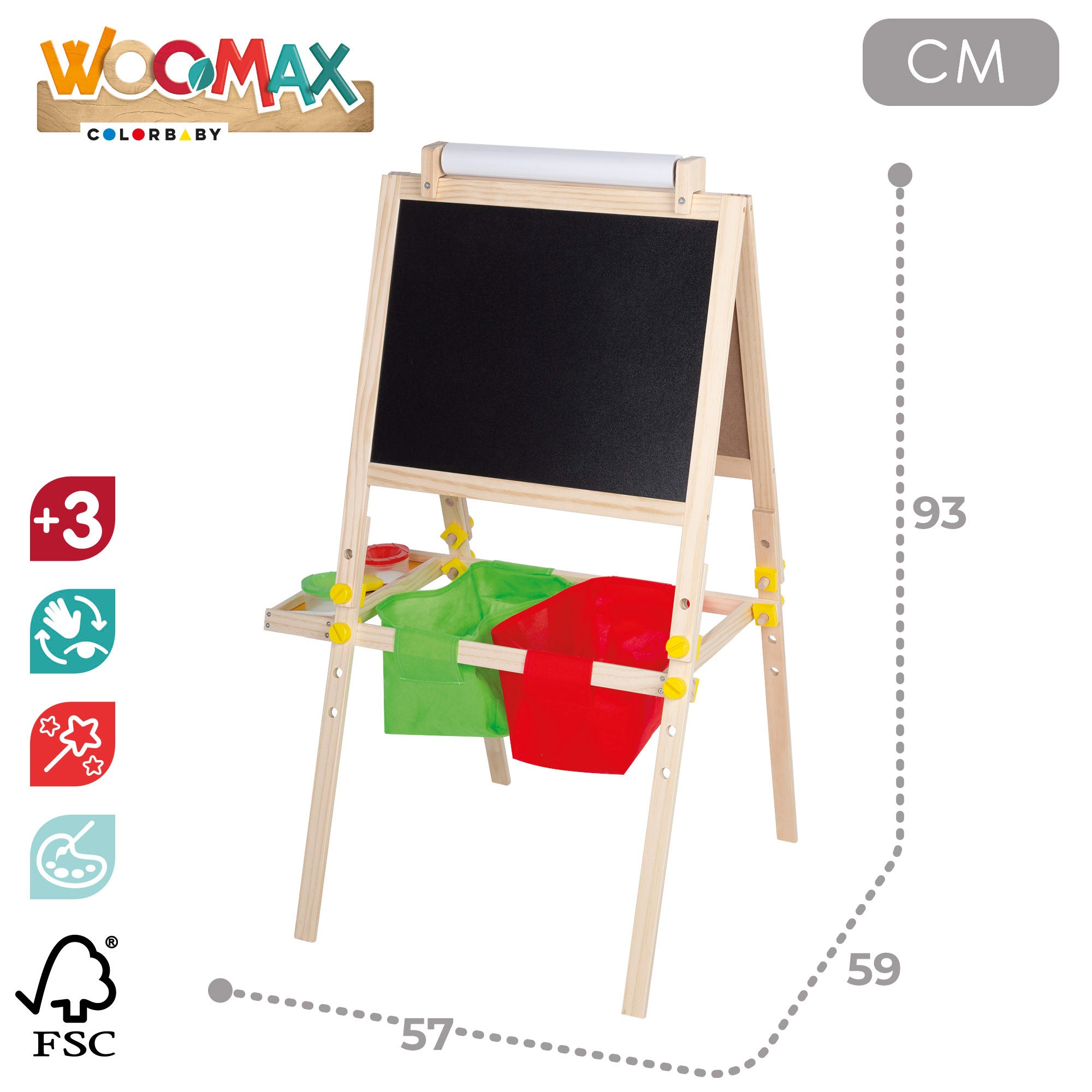 Quadro branco cavalete 3 em 1 WOOMAX