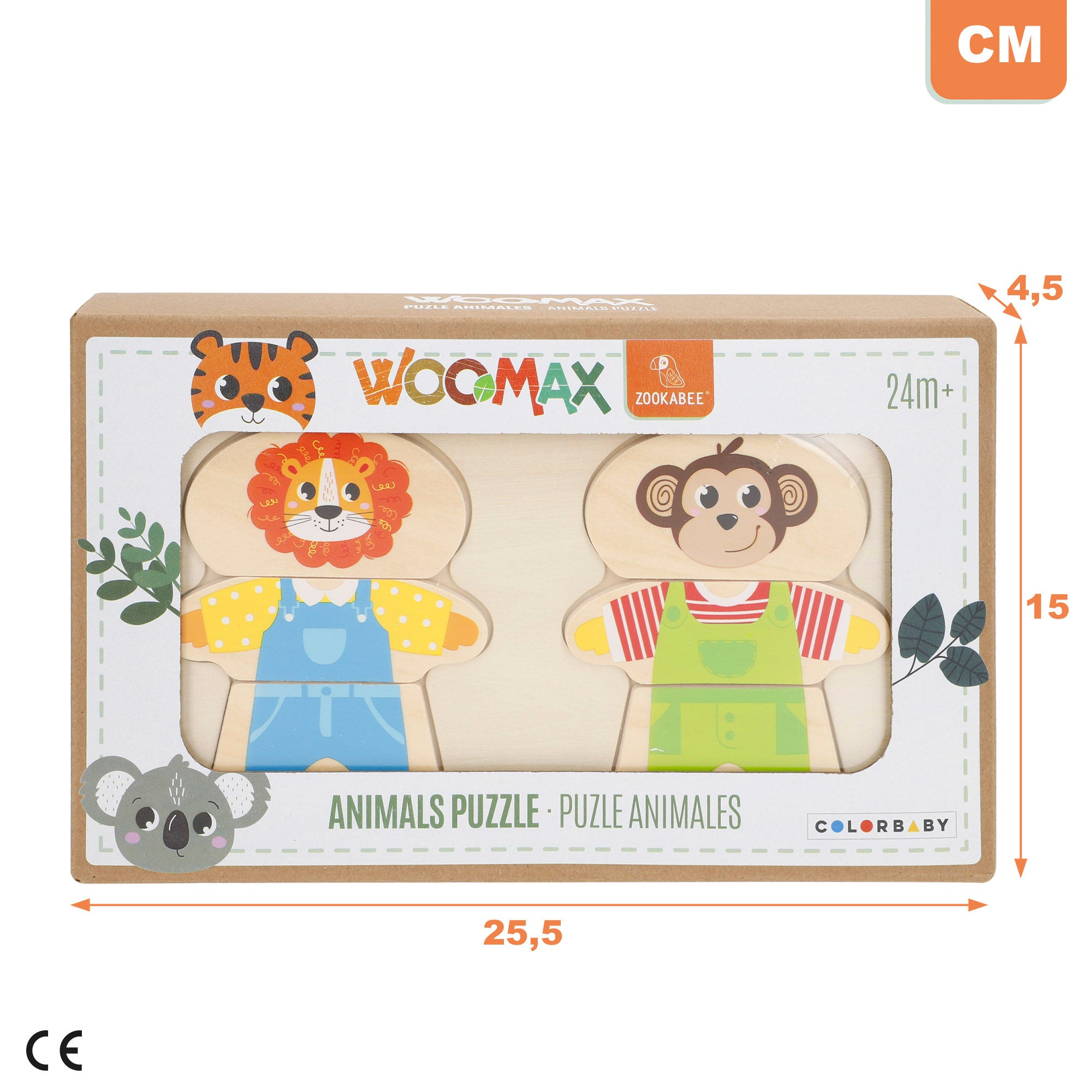 WOOMAX Zookabee Puzzle em madeira com animais e peças combináveis.