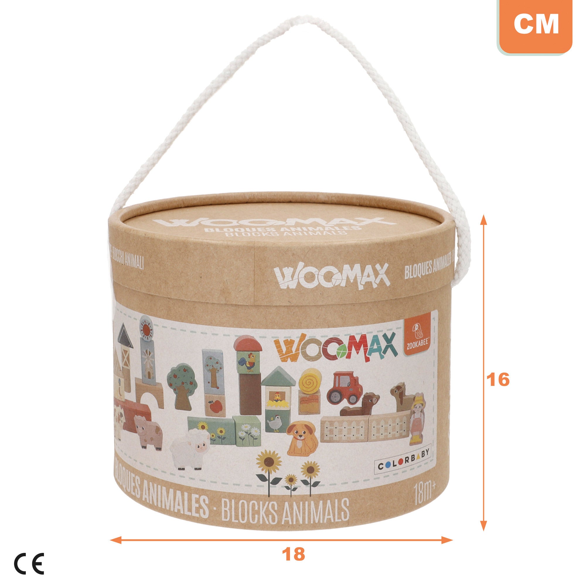 WOOMAX Zookabee Blocos de Construção em Madeira Animais da Quinta 36 peças