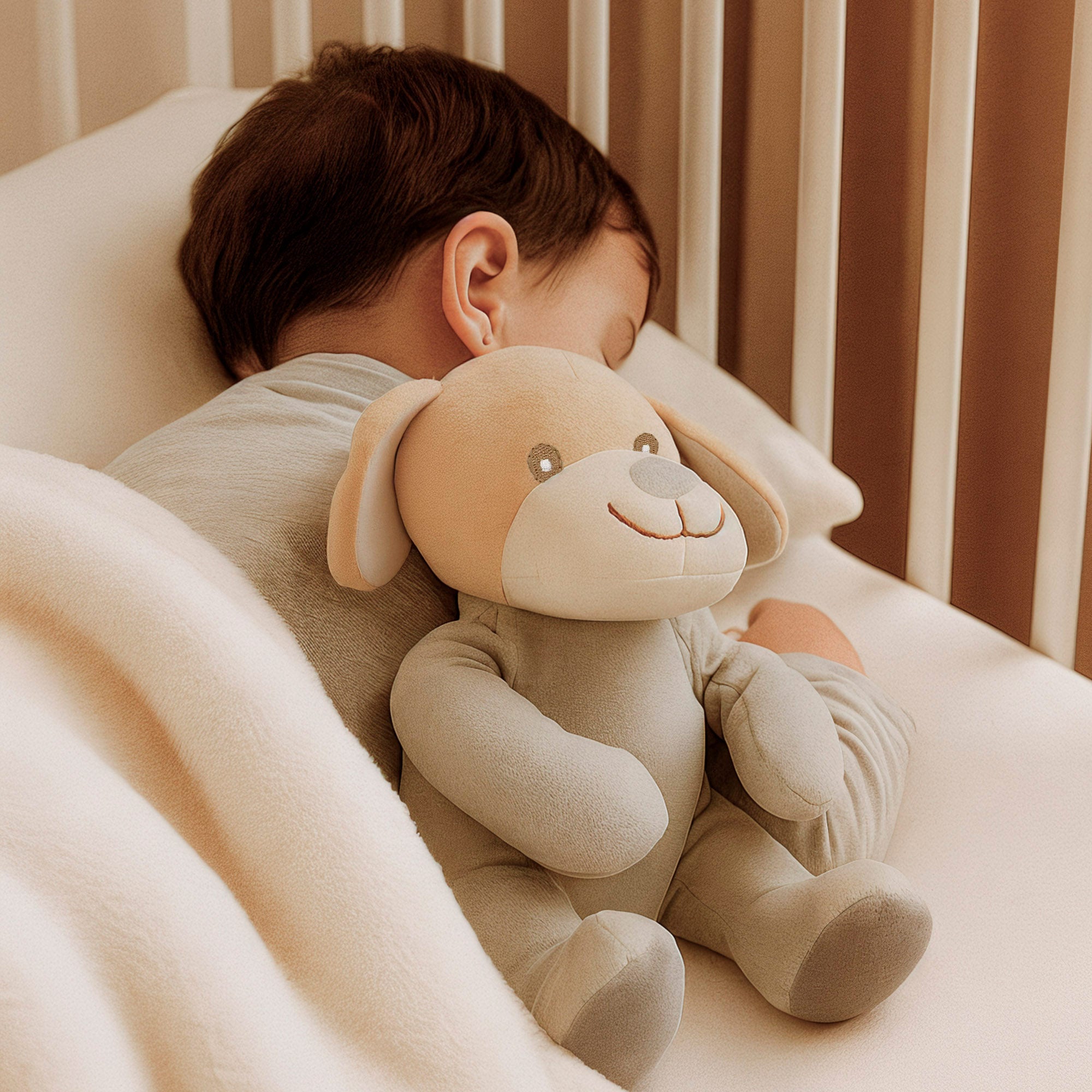 Cachorrinho de peluche com manta para bebé 25 cm Ótimo para bebés