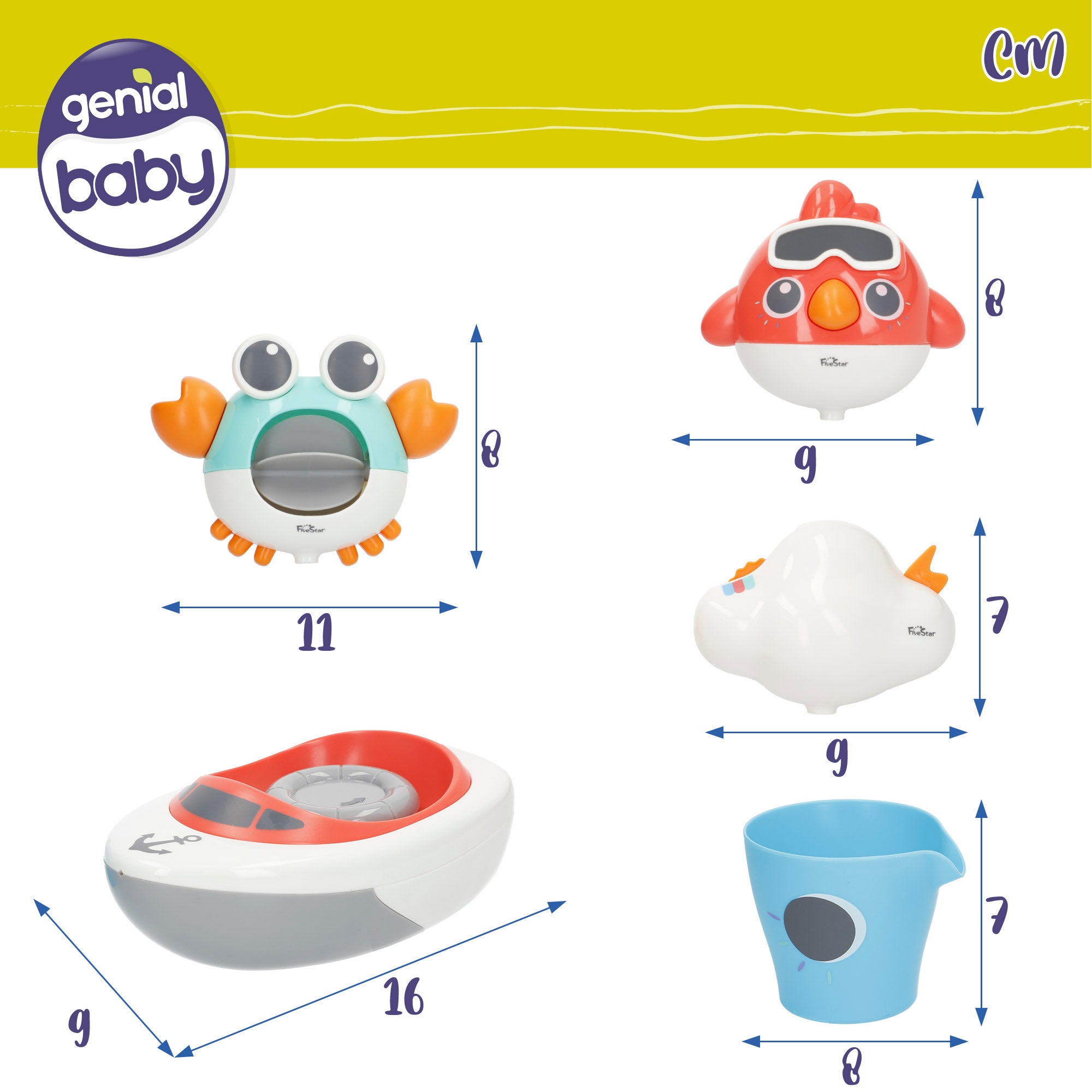Brinquedos para o banho do bebé, conjunto de 5 peças, ótimo para bebés.