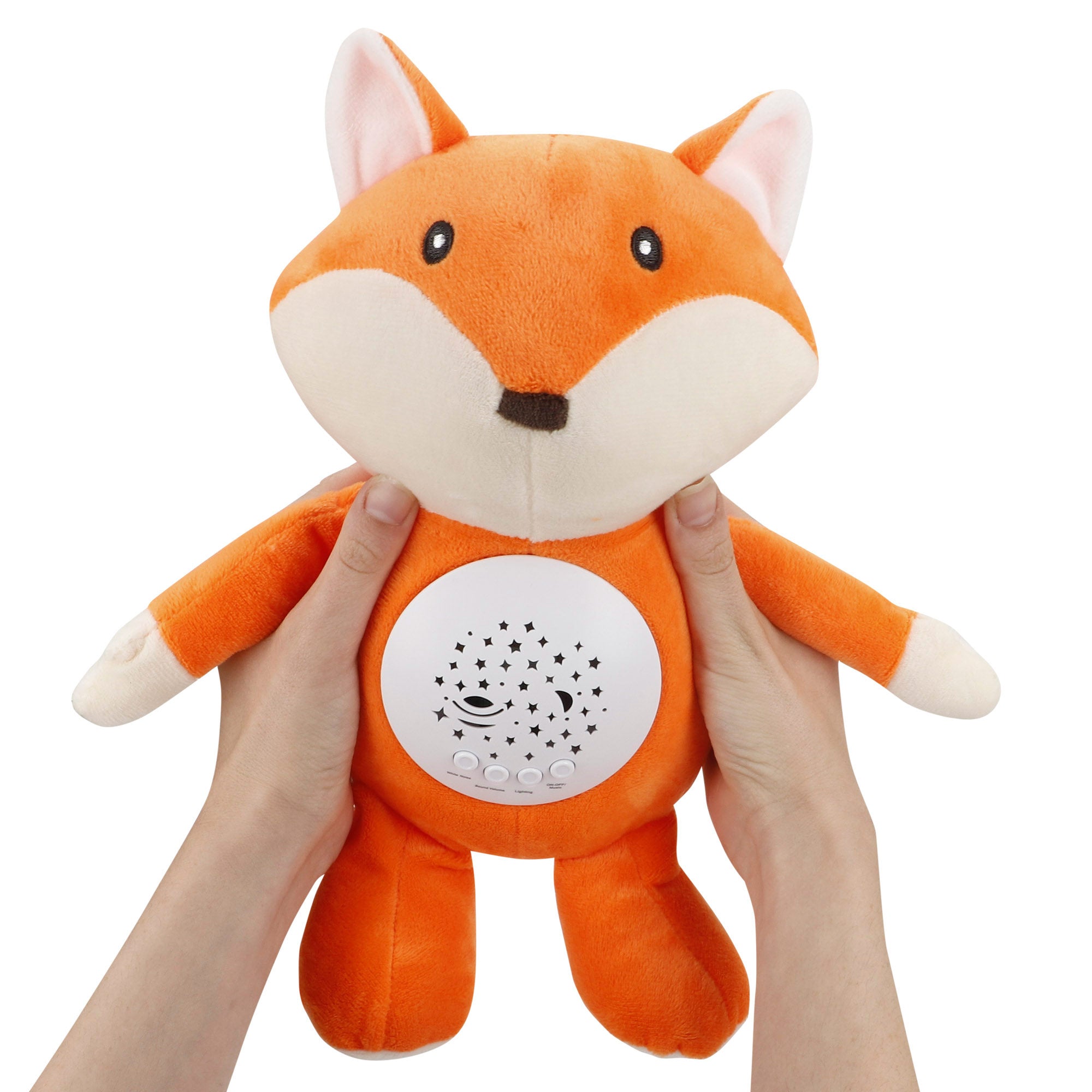 Projetor de Estrelas de Peluche com Raposa de Luz e Som - Genial Baby