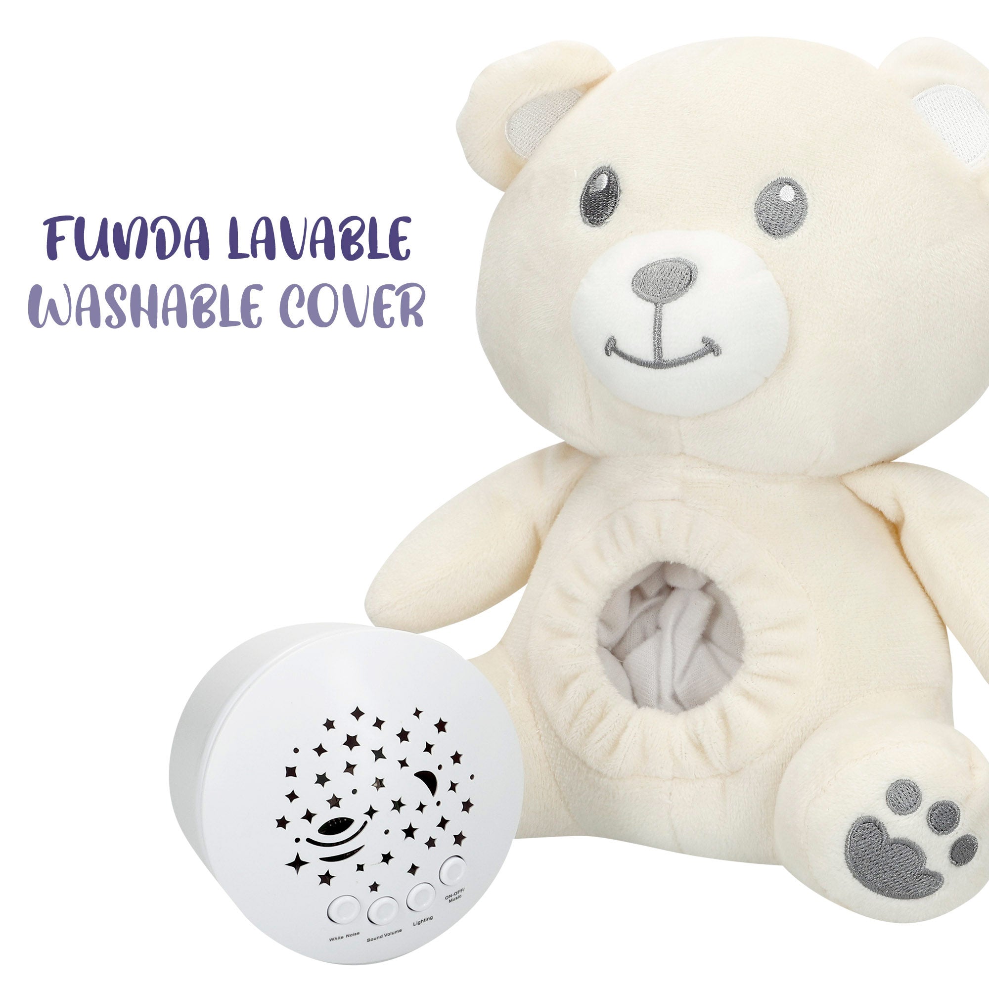 Projetor de estrelas de peluche com luz e som, ursinho de peluche Genial Baby