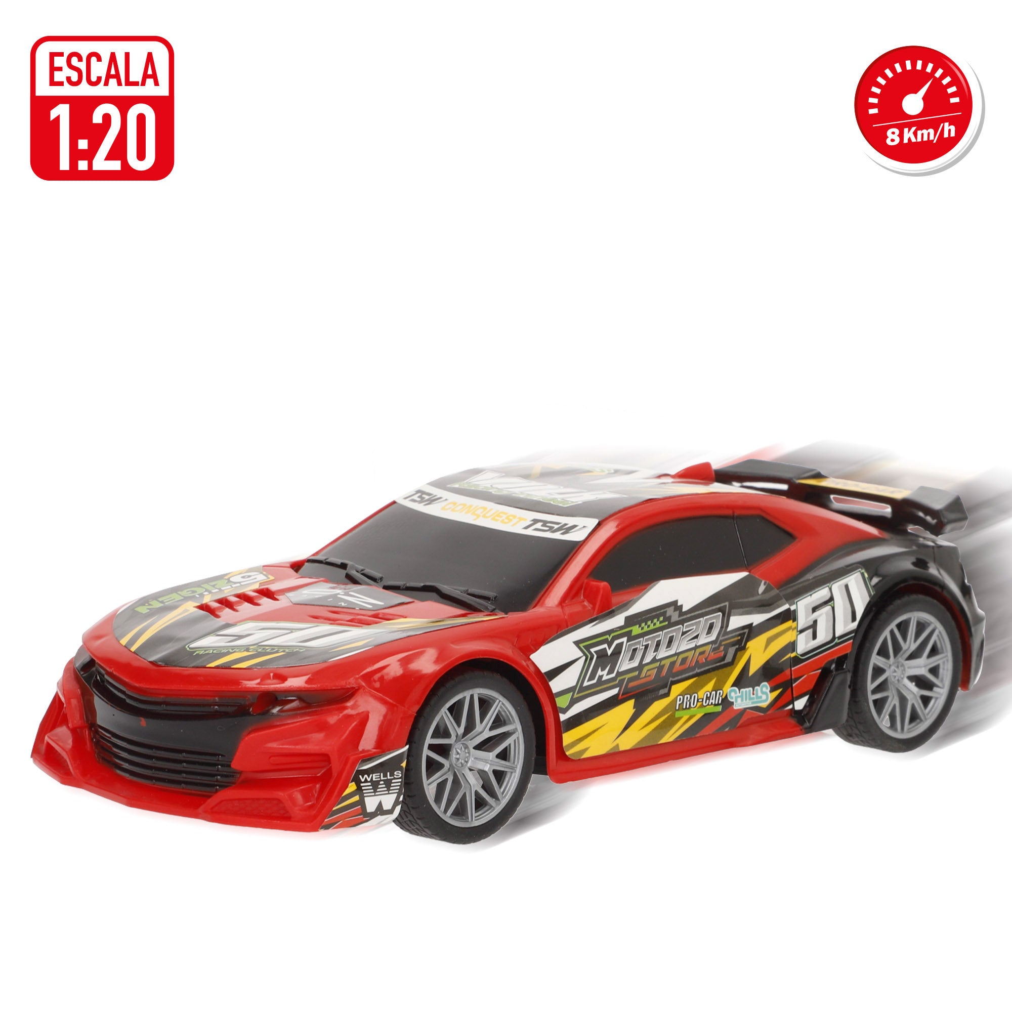 Carro de corrida Speed&amp; Go com comando, luzes e sons.