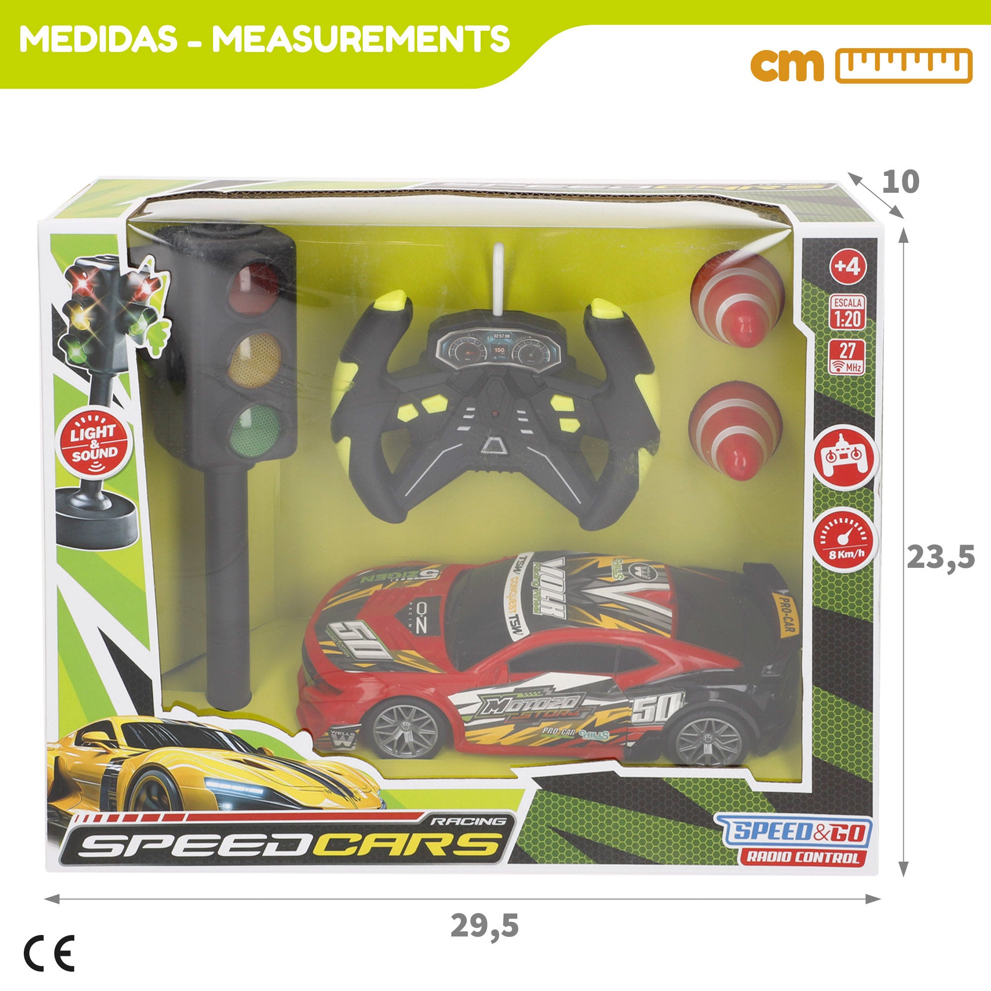 Carro de corrida Speed&amp; Go com comando, luzes e sons.