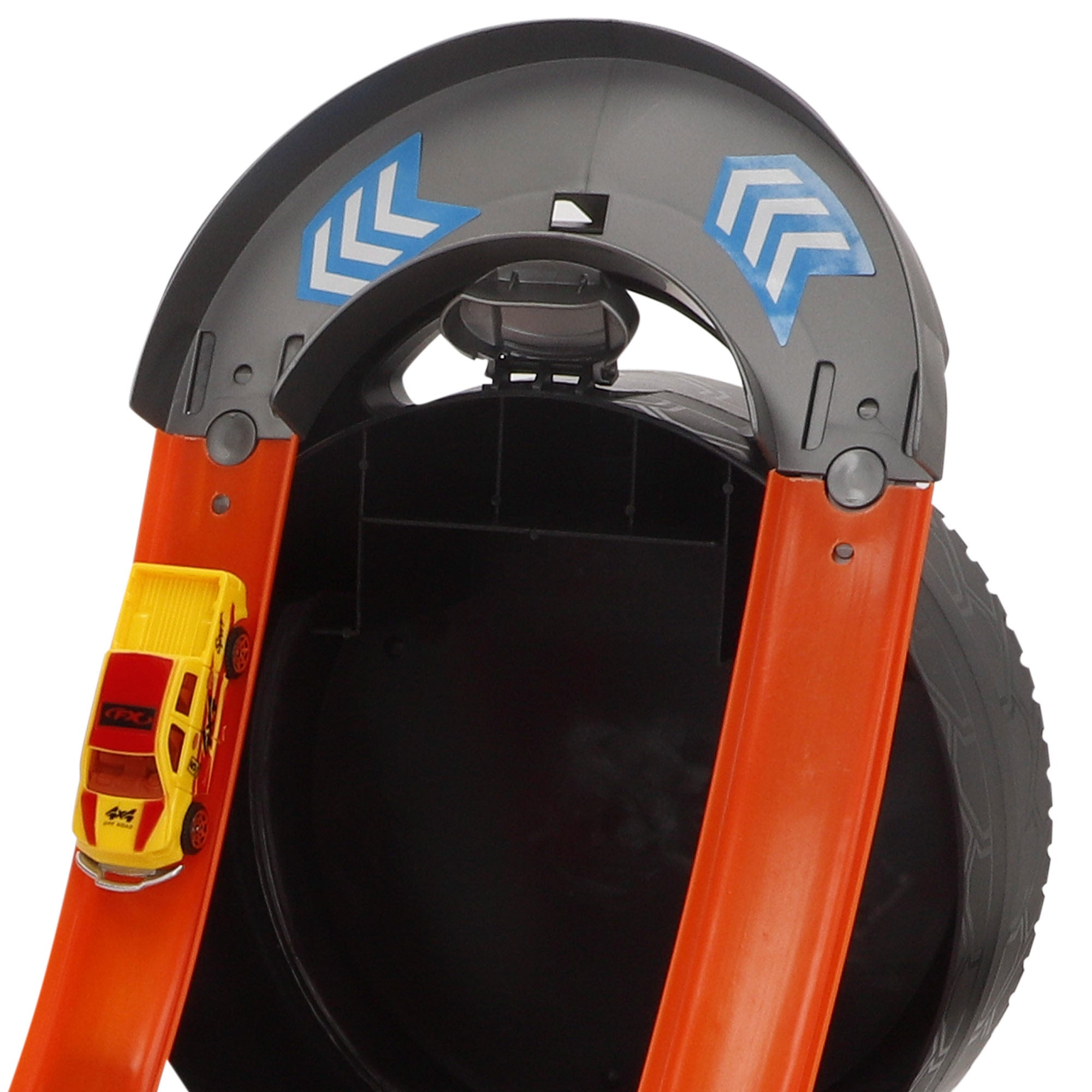 Pista de carrinhos de brinquedo 2 em 1 com luz e rotação de 360° Speed&amp; Go