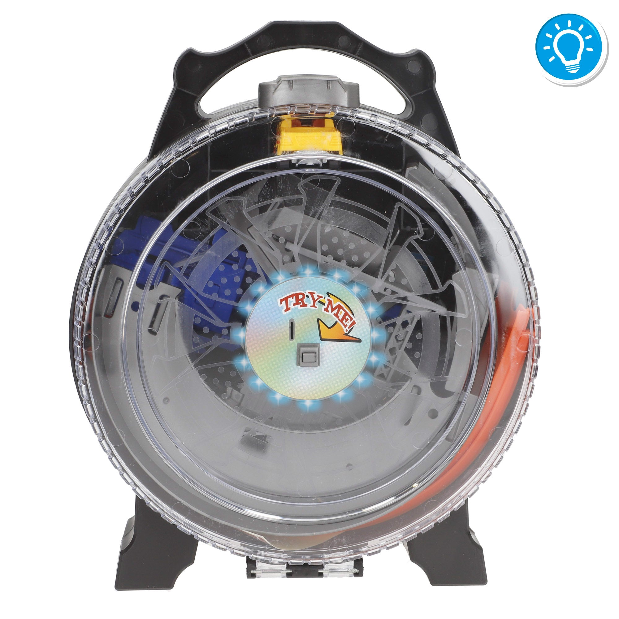 Pista de carrinhos de brinquedo 2 em 1 com luz e rotação de 360° Speed&amp; Go