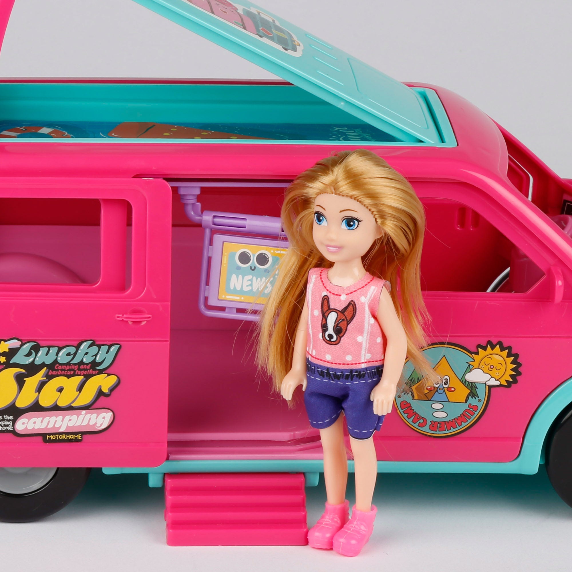 Boneca Bela com caravana e acessórios