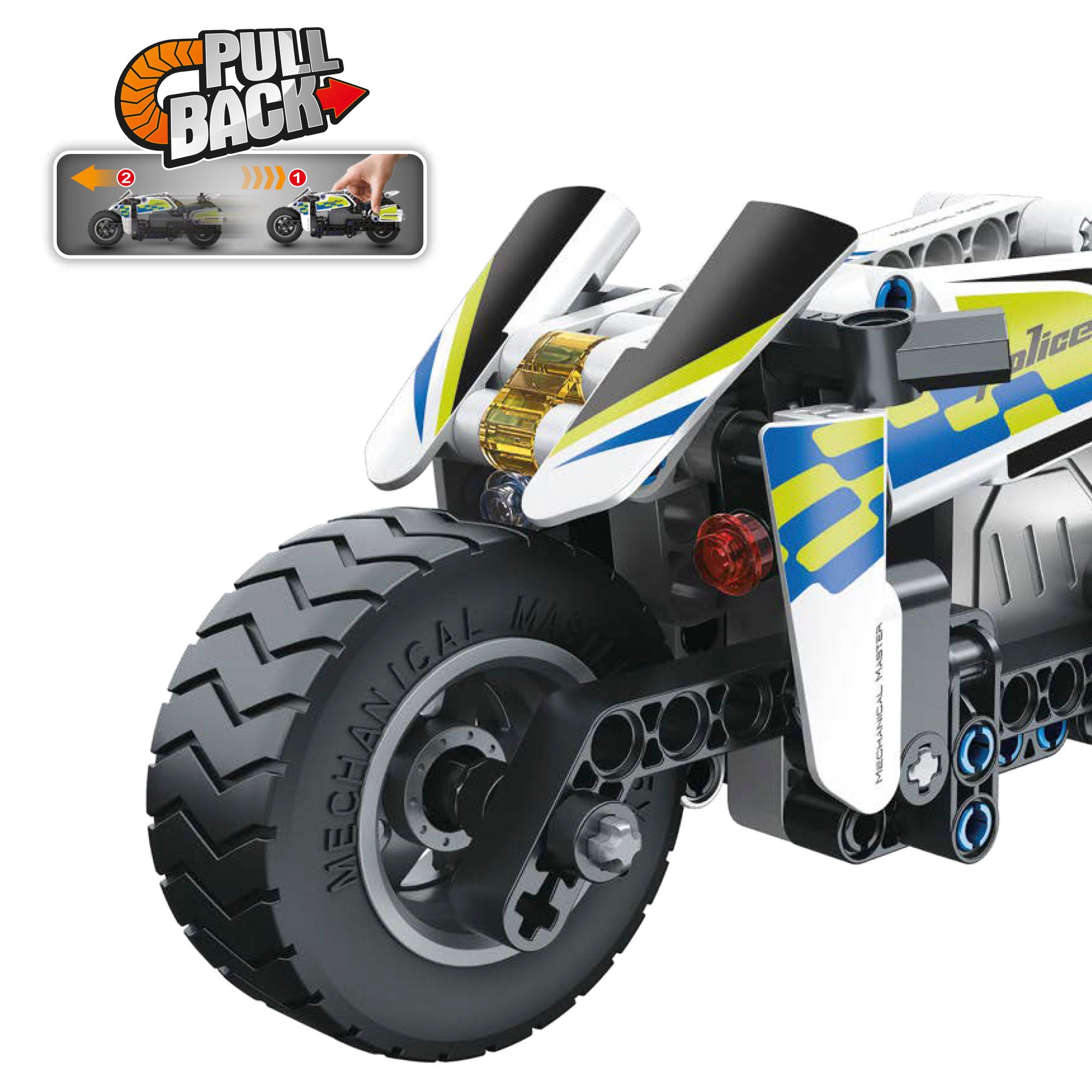 Motociclo policial destacável BYM, 193 peças.