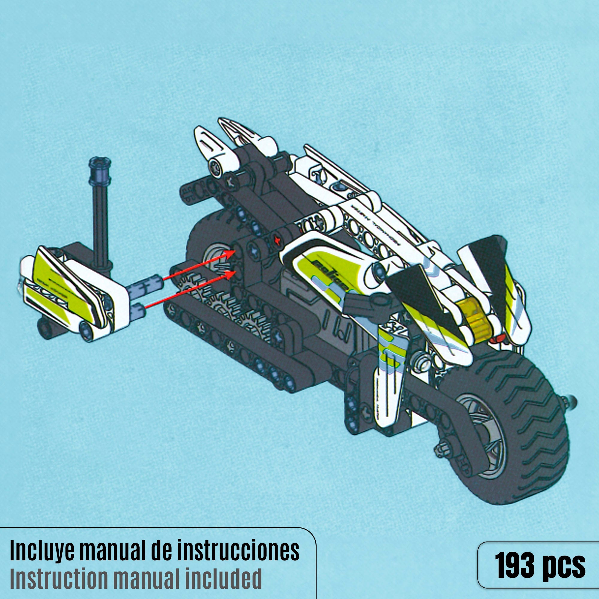 Motociclo policial destacável BYM, 193 peças.
