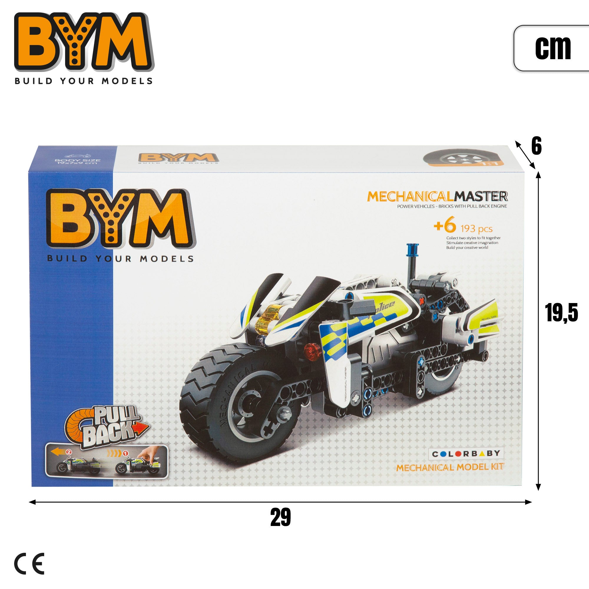 Motociclo policial destacável BYM, 193 peças.