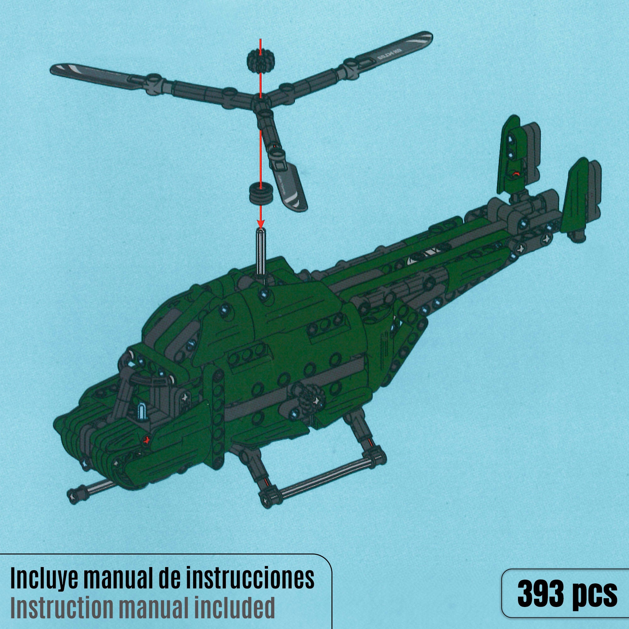 Helicóptero de brinquedo BYM 2 em 1 desmontável com 393 peças