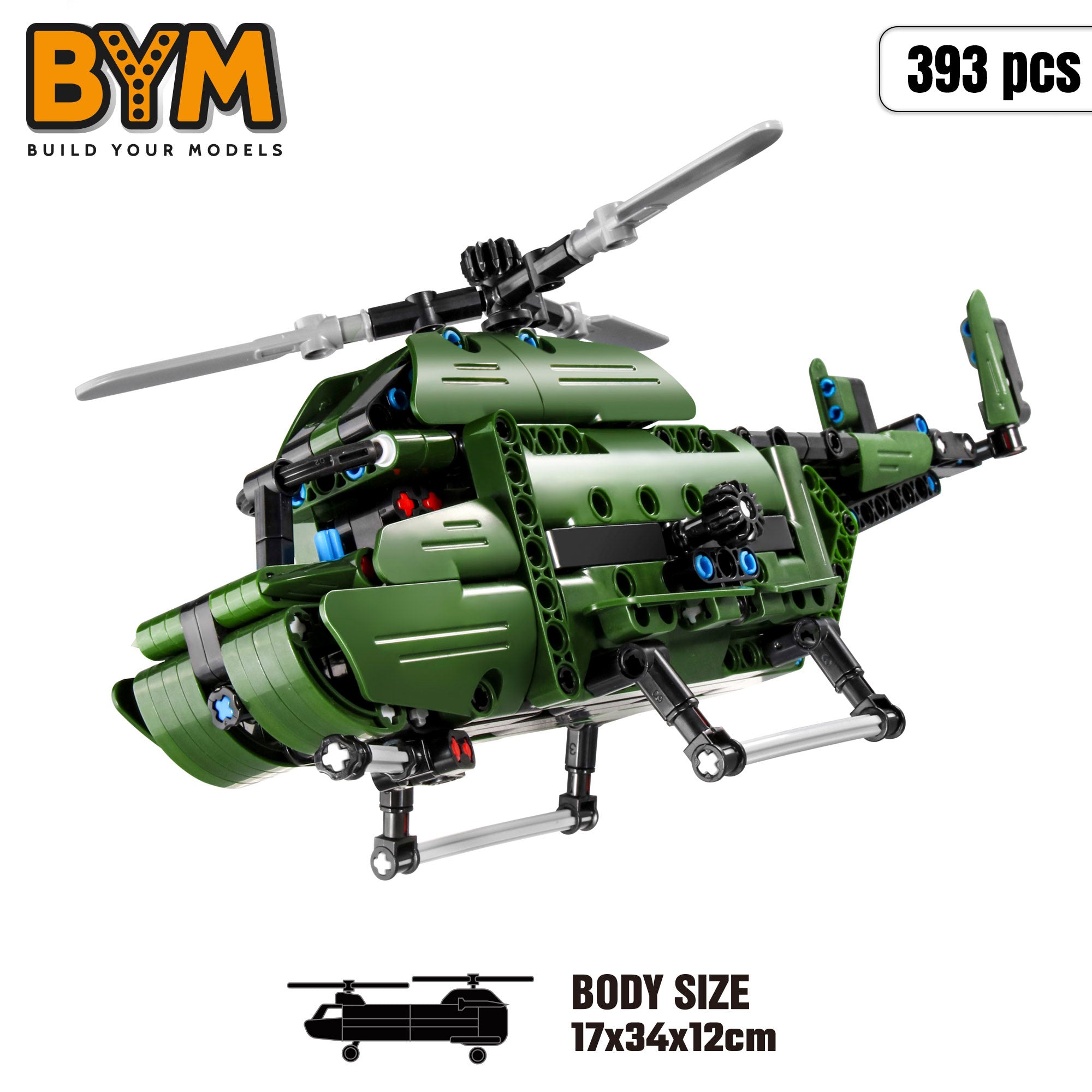 Helicóptero de brinquedo BYM 2 em 1 desmontável com 393 peças