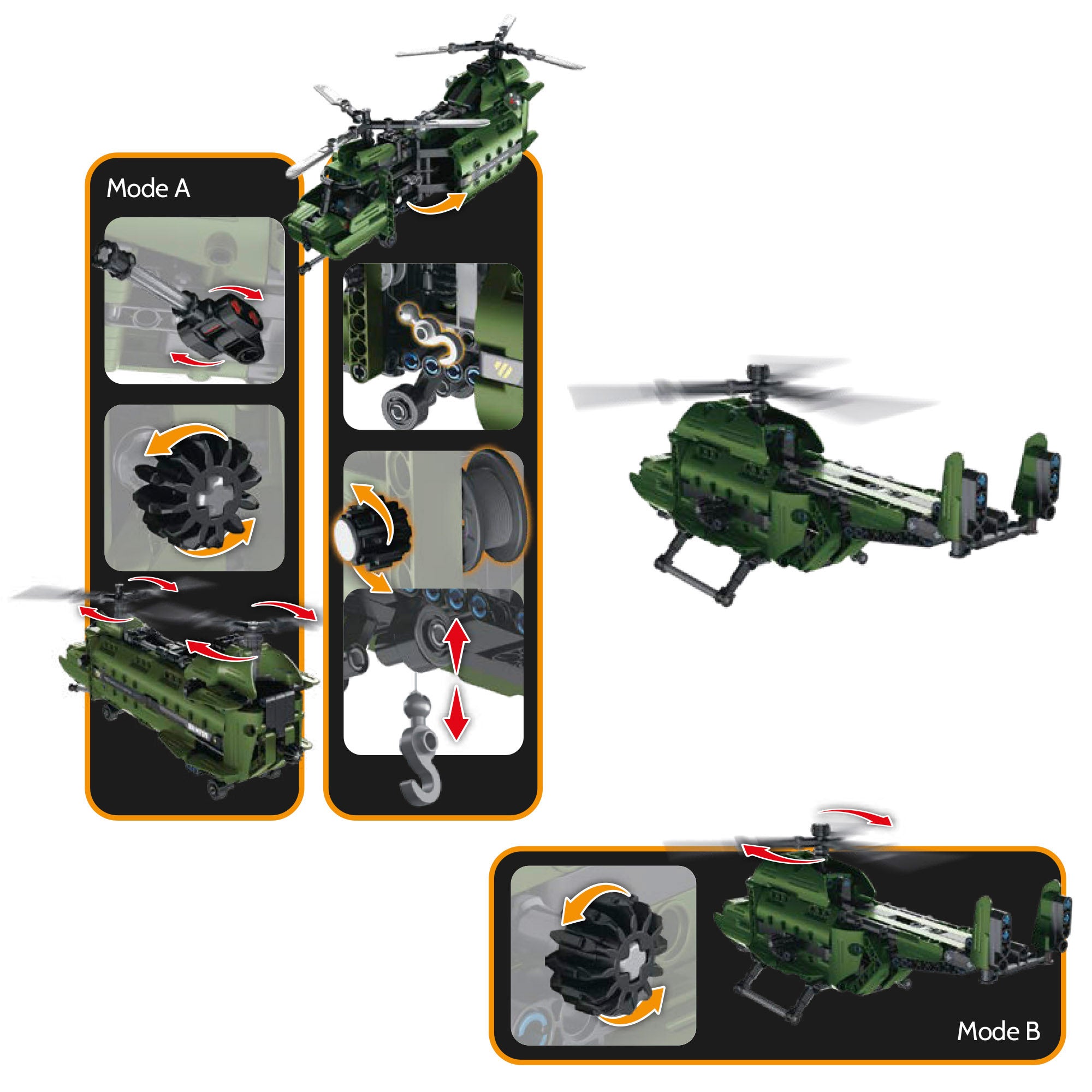 Helicóptero de brinquedo BYM 2 em 1 desmontável com 393 peças