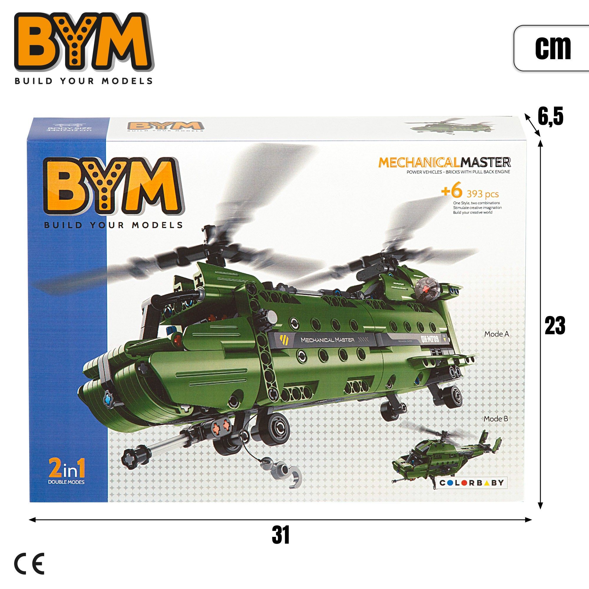 Helicóptero de brinquedo BYM 2 em 1 desmontável com 393 peças