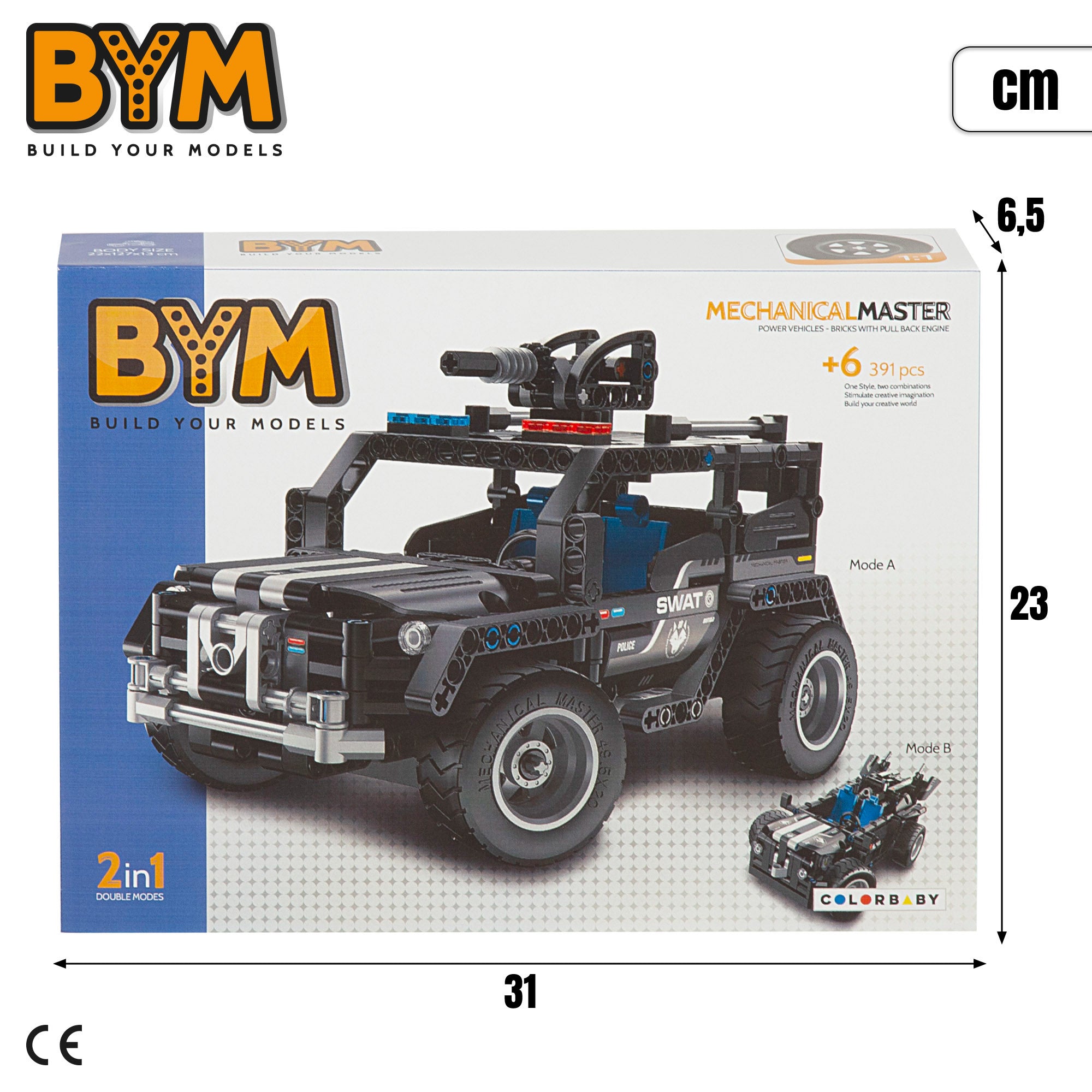Carrinho de brinquedo todo-o-terreno desmontável BYM com 391 peças.