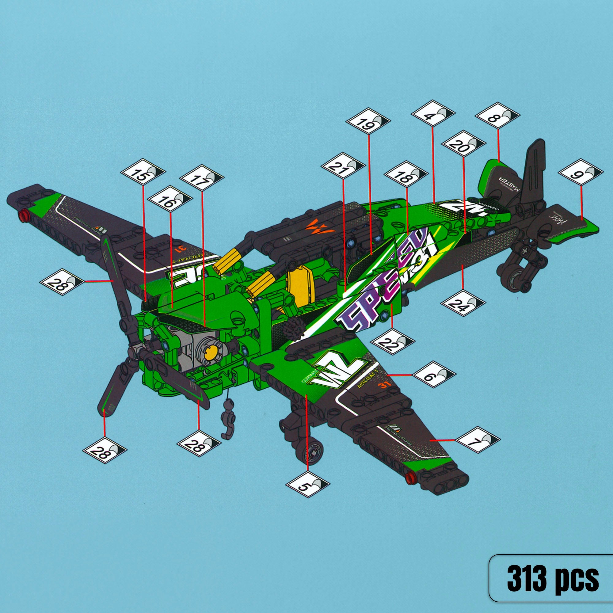 Avião de Resgate de Brinquedo Desmontável BYM com 313 Peças