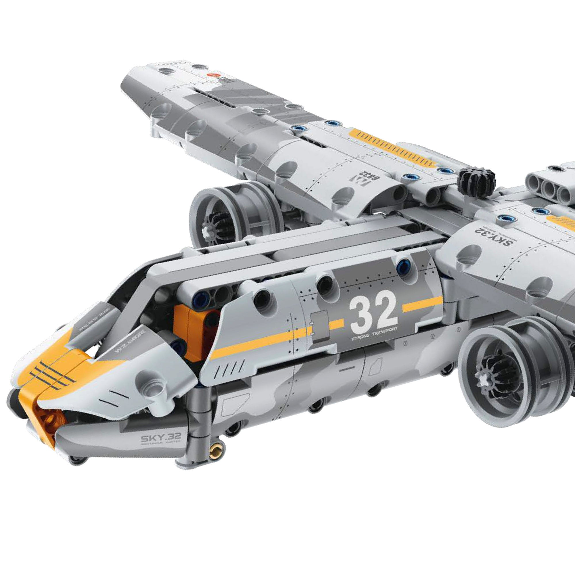 Avião militar de brinquedo desmontável BYM com 329 peças.