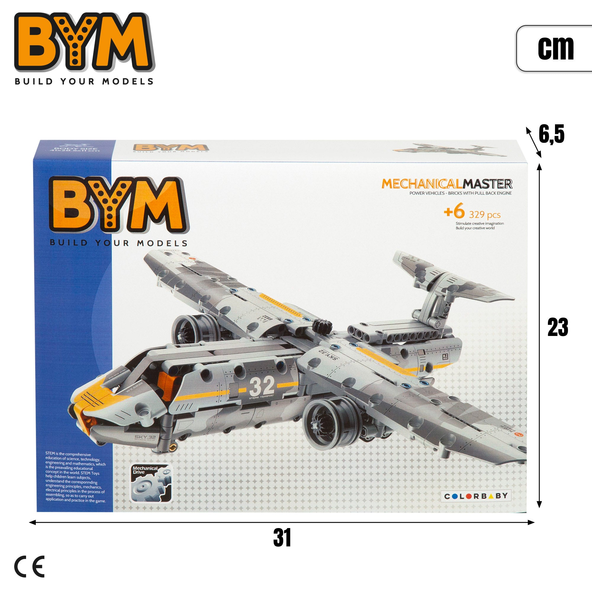 Avião militar de brinquedo desmontável BYM com 329 peças.