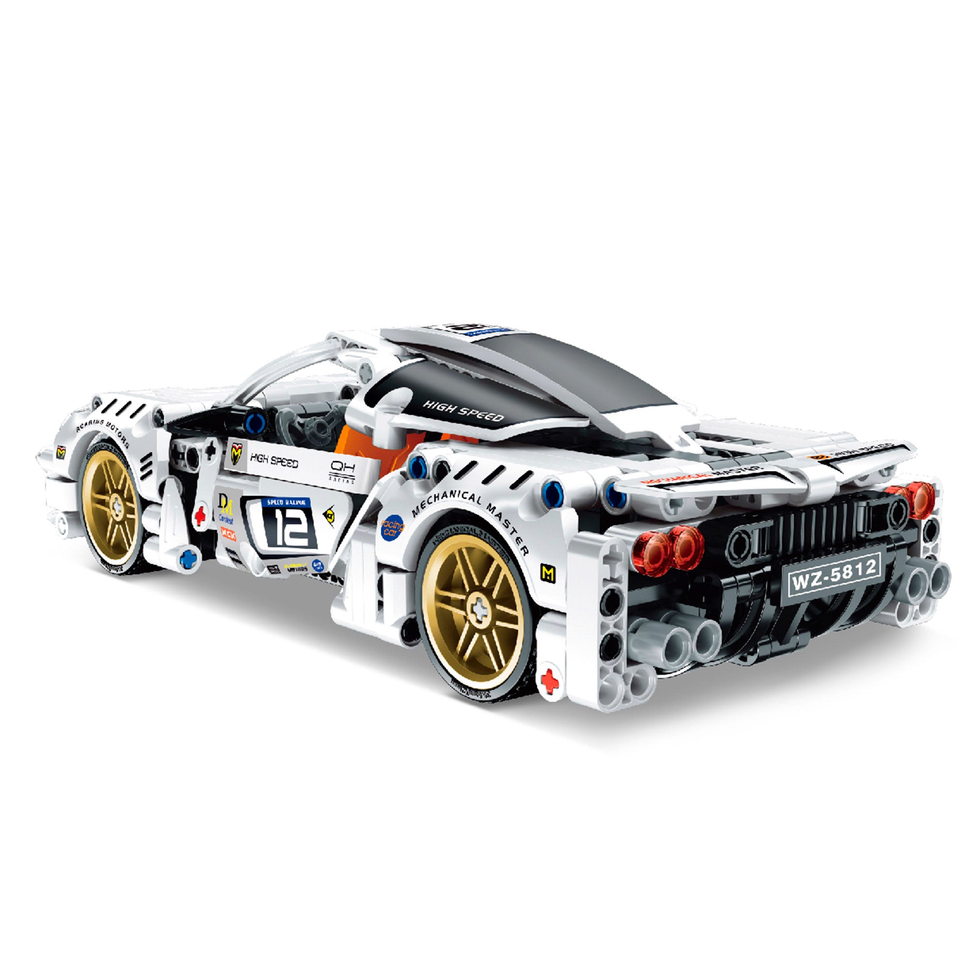 Carrinho de corrida desmontável BYM, branco, 437 peças.