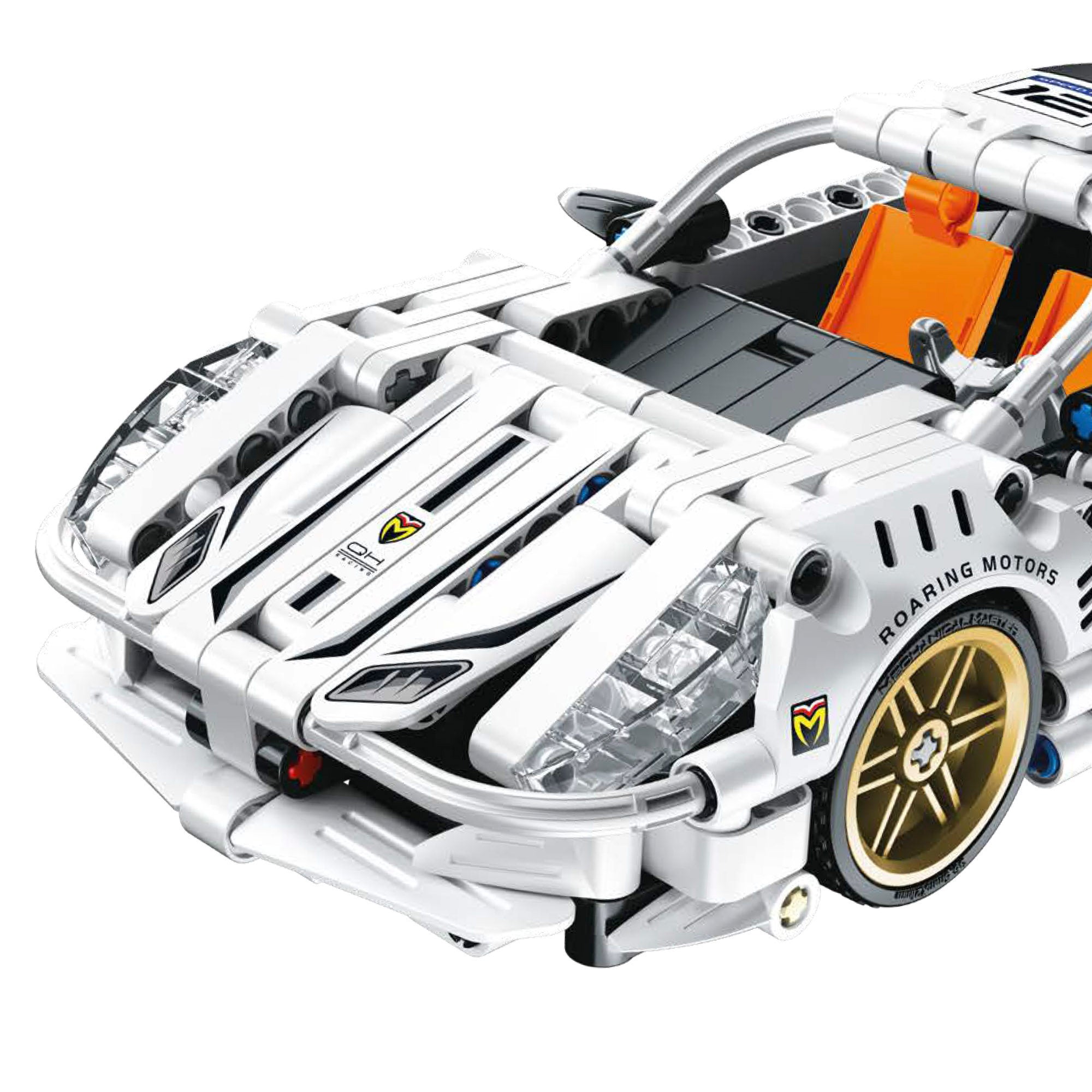 Carrinho de corrida desmontável BYM, branco, 437 peças.