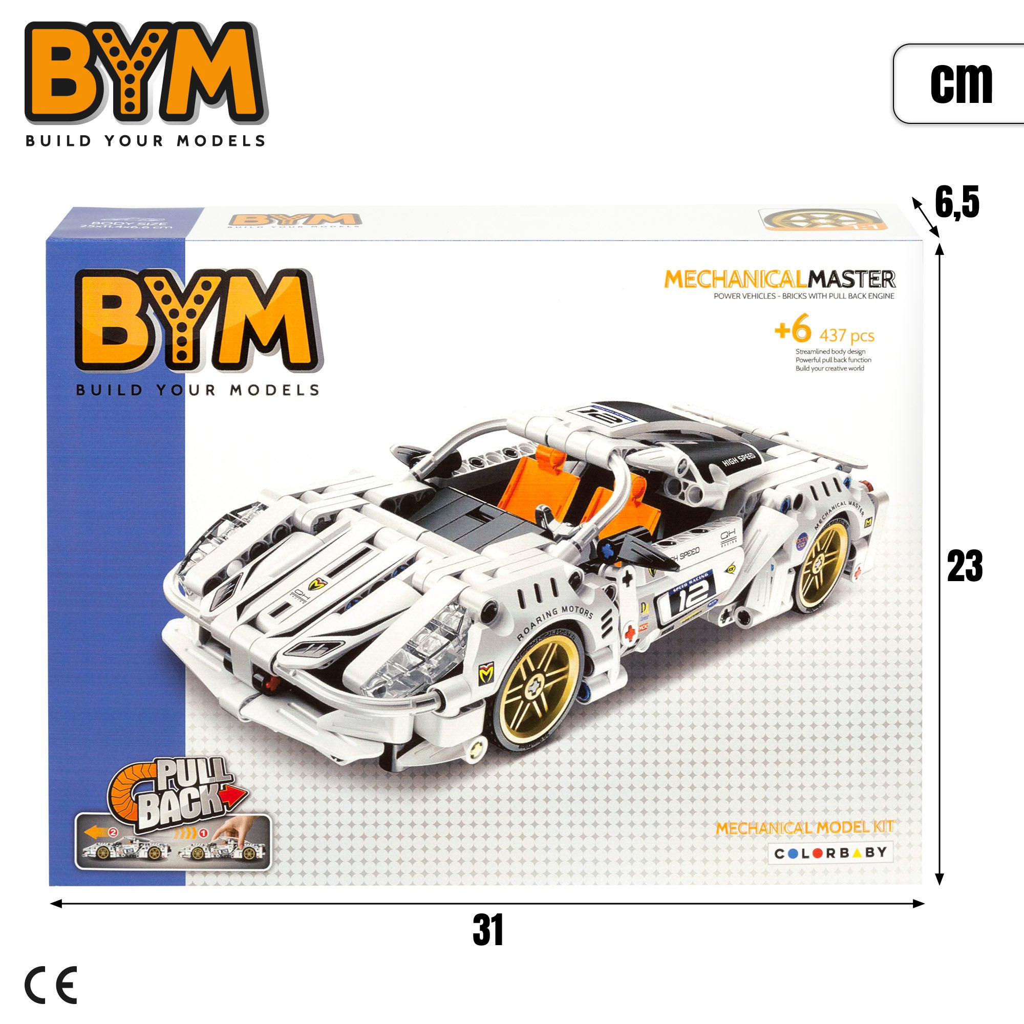 Carrinho de corrida desmontável BYM, branco, 437 peças.