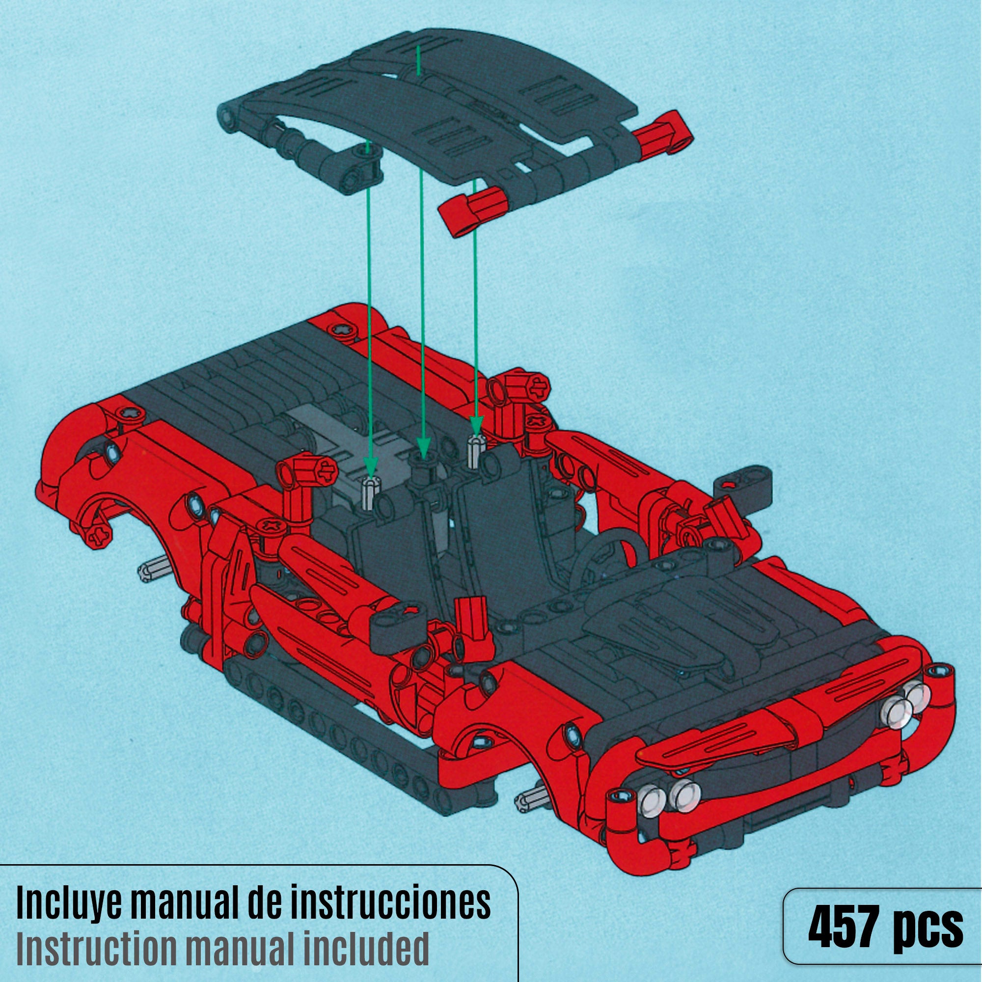 Carrinho de brincar BYM Muscle Car desmontável com 457 peças