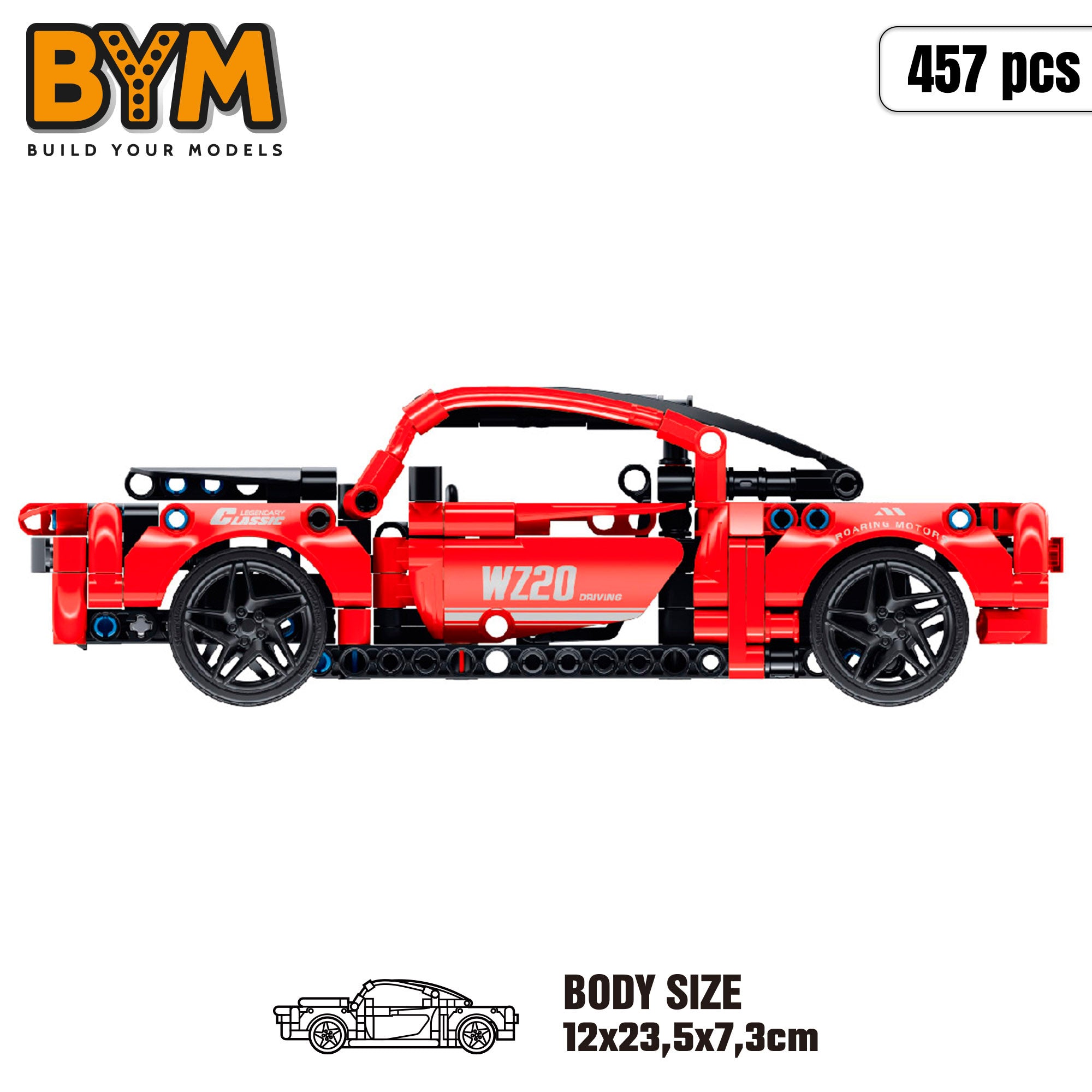 Carrinho de brincar BYM Muscle Car desmontável com 457 peças