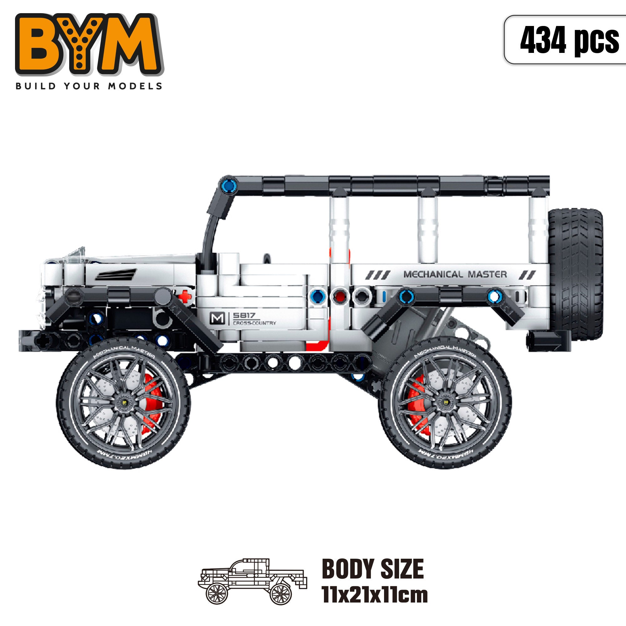 Carrinho de brinquedo off-road desmontável BYM com 434 peças.
