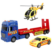 Camião transportador de automóveis Speed ​​​​&amp; Go com fricção, luz e som, escala 1:12.