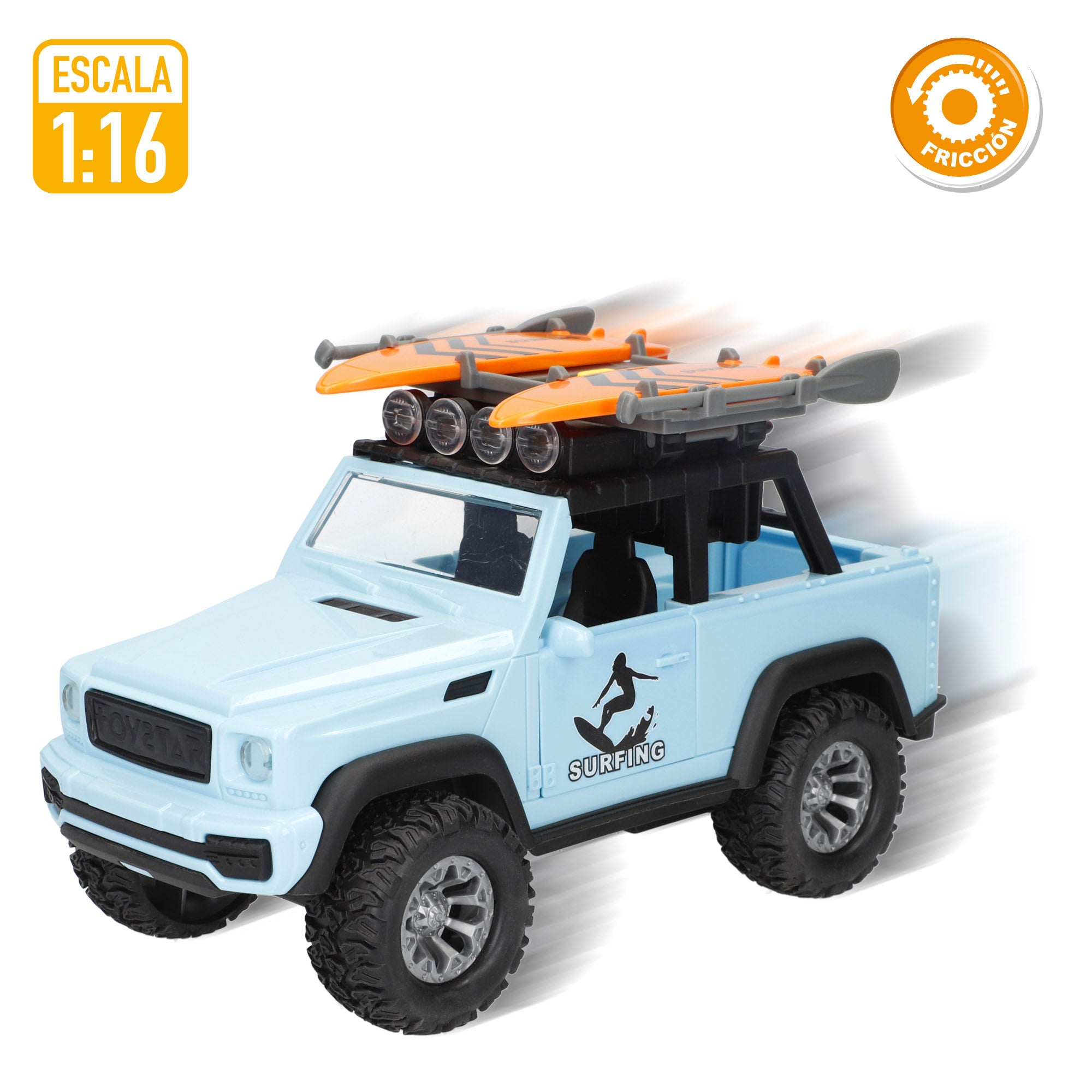 Carro de fricção Speed ​​​​&amp; Go Off-Road 1:16 com luz e som.