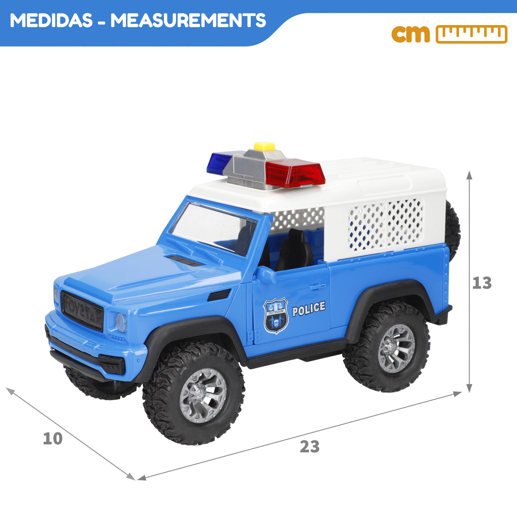 Carro de polícia todo-o-terreno Speed ​​​​&amp; Go com fricção, escala 1:16, com luzes e sons.