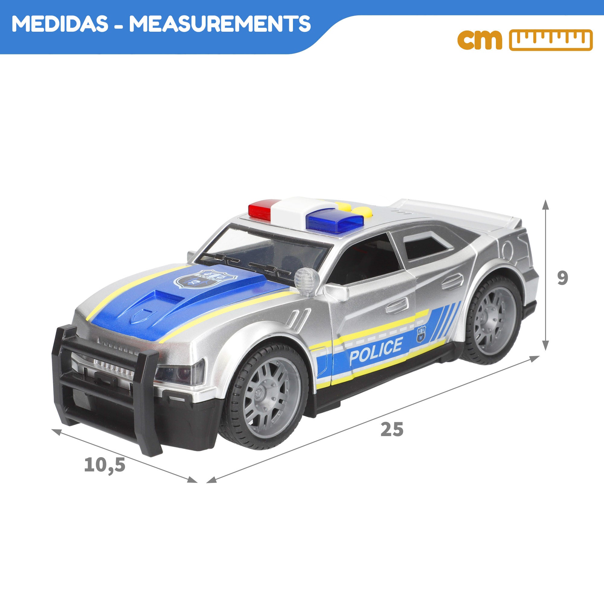 Carro Desportivo Policial de Fricção Speed ​​​​&amp; Go à Escala 1:14 com Luzes e Sons
