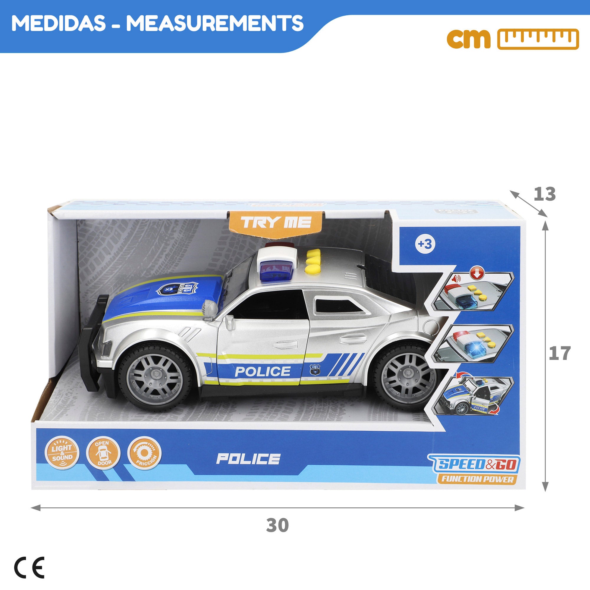 Carro Desportivo Policial de Fricção Speed ​​​​&amp; Go à Escala 1:14 com Luzes e Sons