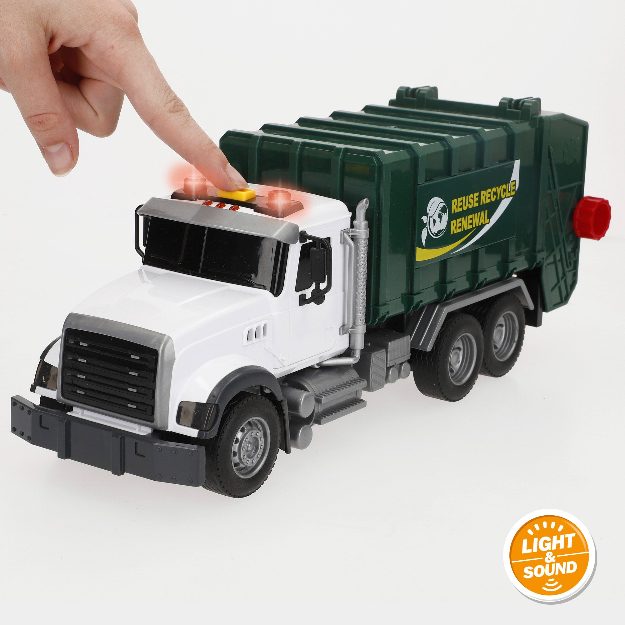 Camião de reciclagem Speed ​​​​&amp; Go com fricção, luz e som, escala 1:14.