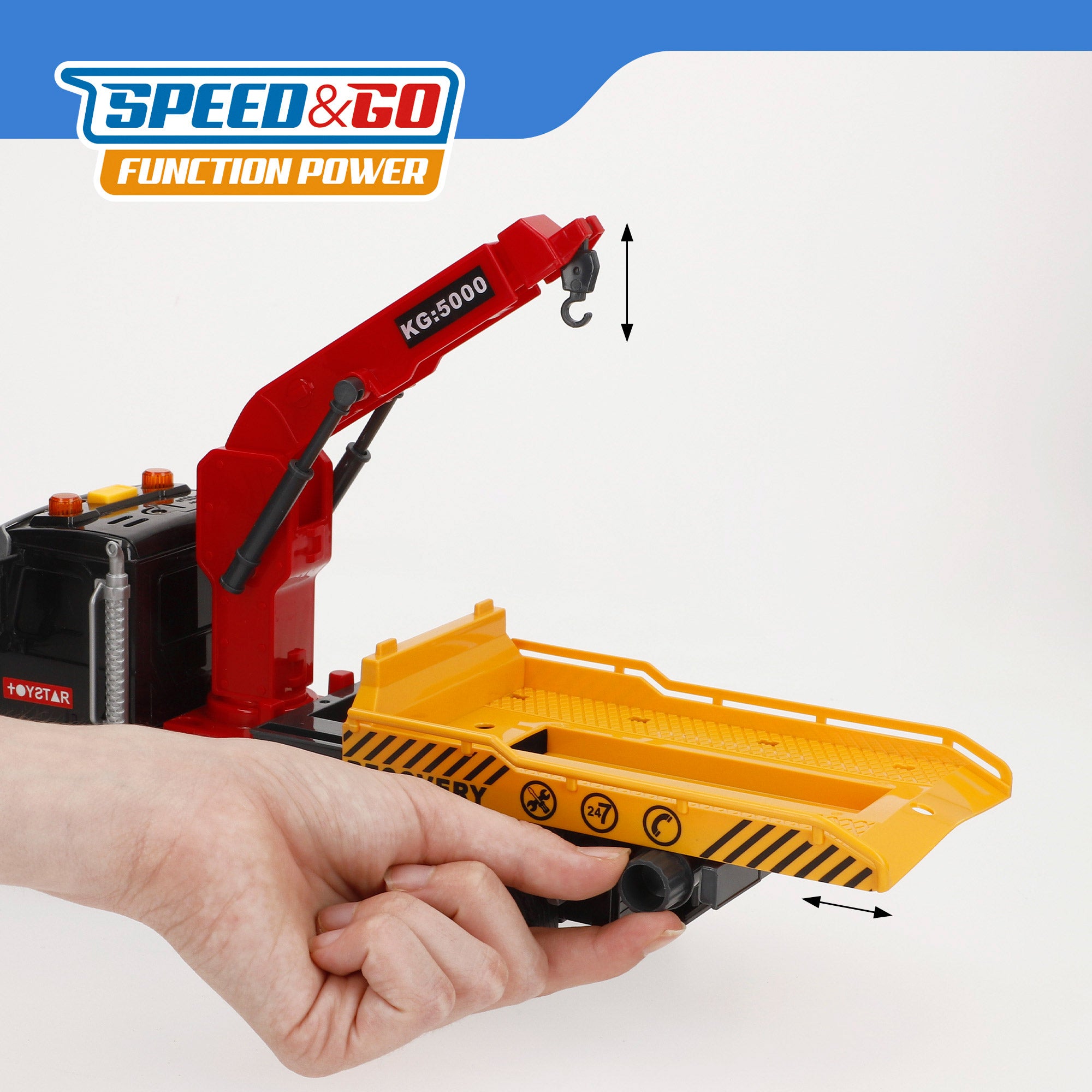 Camião Guindaste de Fricção Speed ​​​​&amp; Go à Escala 1:14 com Luz e Som